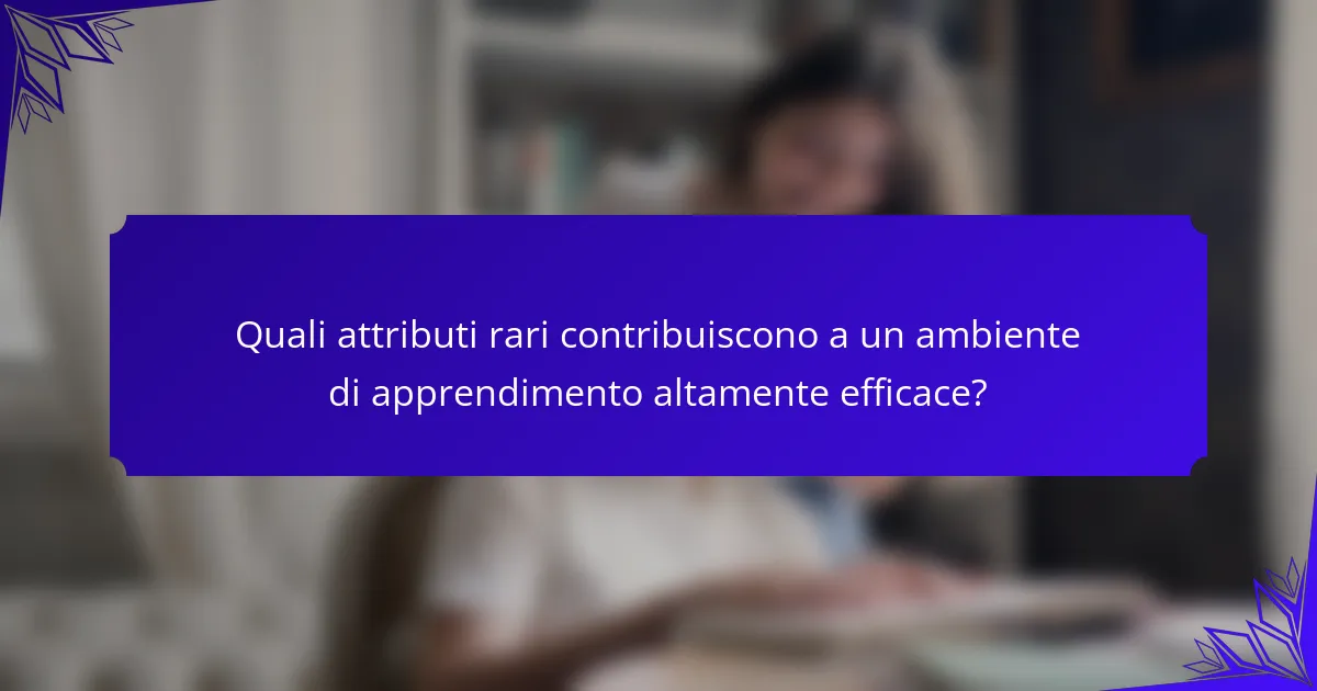 Quali attributi rari contribuiscono a un ambiente di apprendimento altamente efficace?