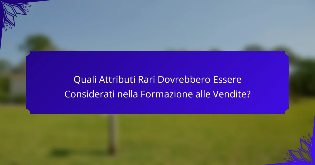 Quali Attributi Rari Dovrebbero Essere Considerati nella Formazione alle Vendite?