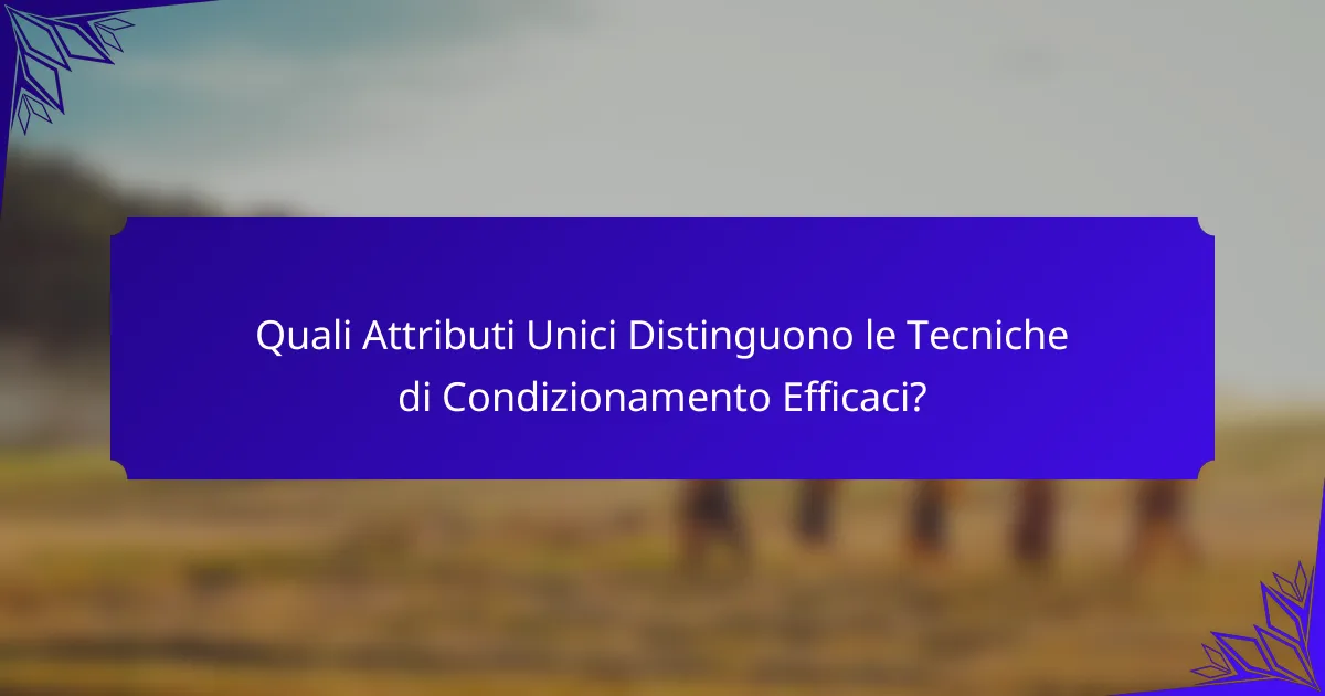Quali Attributi Unici Distinguono le Tecniche di Condizionamento Efficaci?