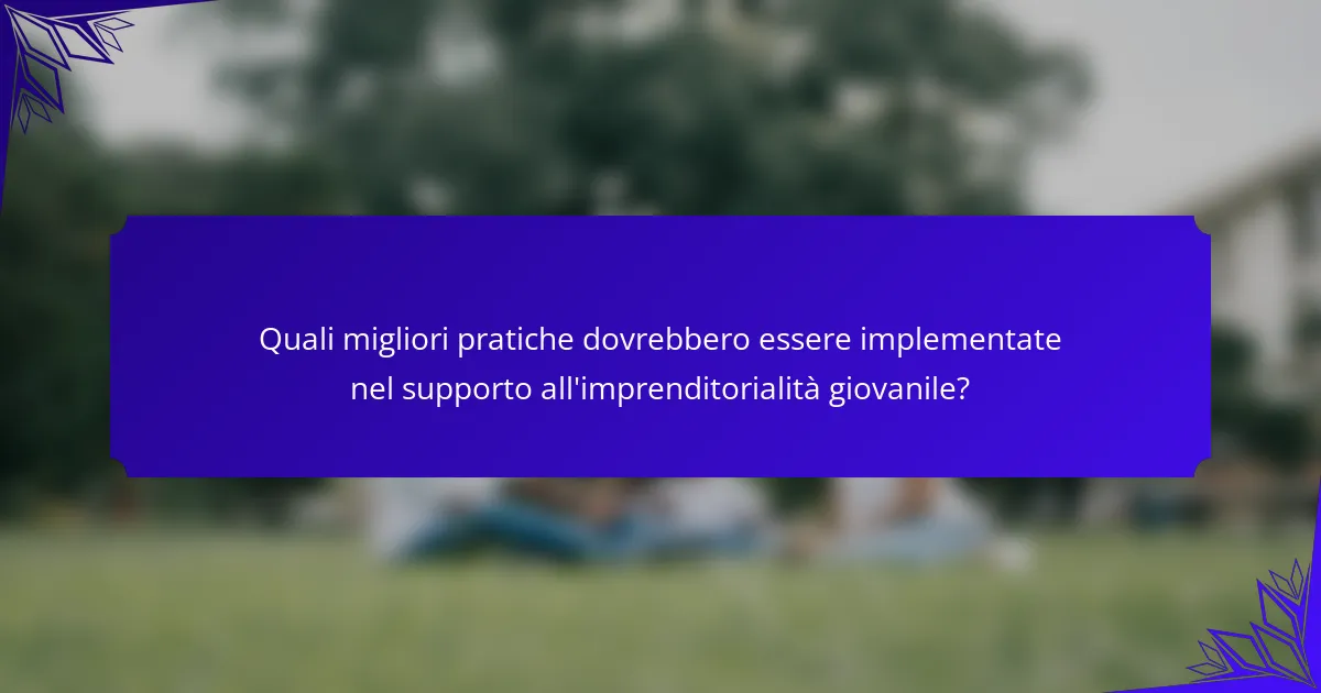 Quali migliori pratiche dovrebbero essere implementate nel supporto all'imprenditorialità giovanile?
