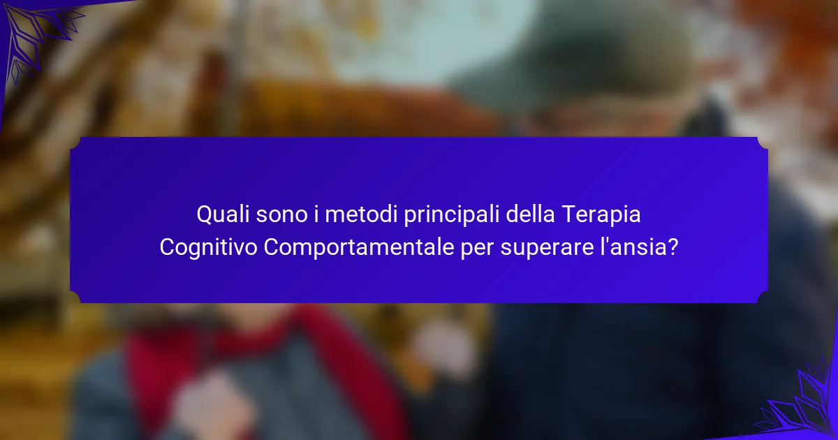 Quali sono i metodi principali della Terapia Cognitivo Comportamentale per superare l'ansia?