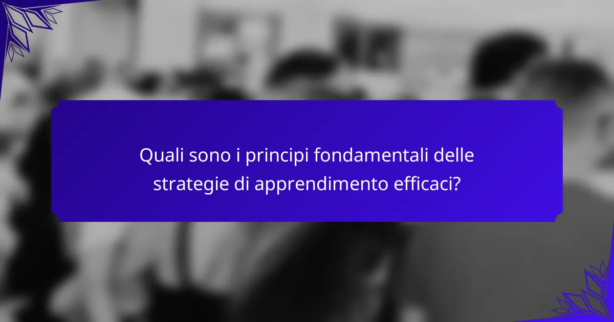 Quali sono i principi fondamentali delle strategie di apprendimento efficaci?